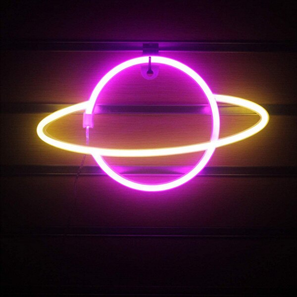 Diy nattlampor led neonskylt nattlampa usb batteridrivna lampor planet neon lampa barn: Varmrosa