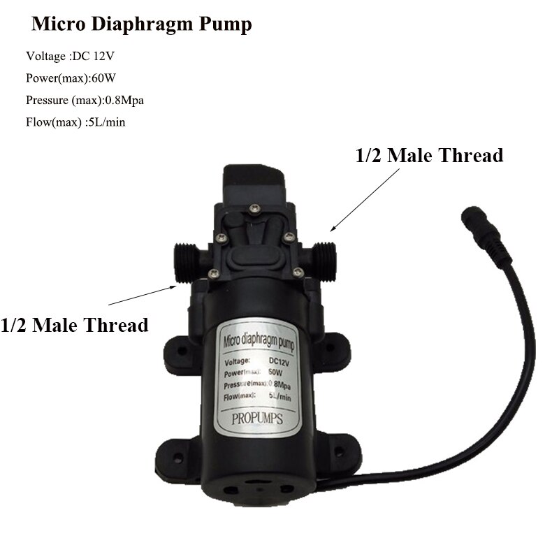 DC 12V 60W 5L/Min spruzzatore di acqua elettrico micro pompa a membrana ad alta pressione nera nebulizzatore