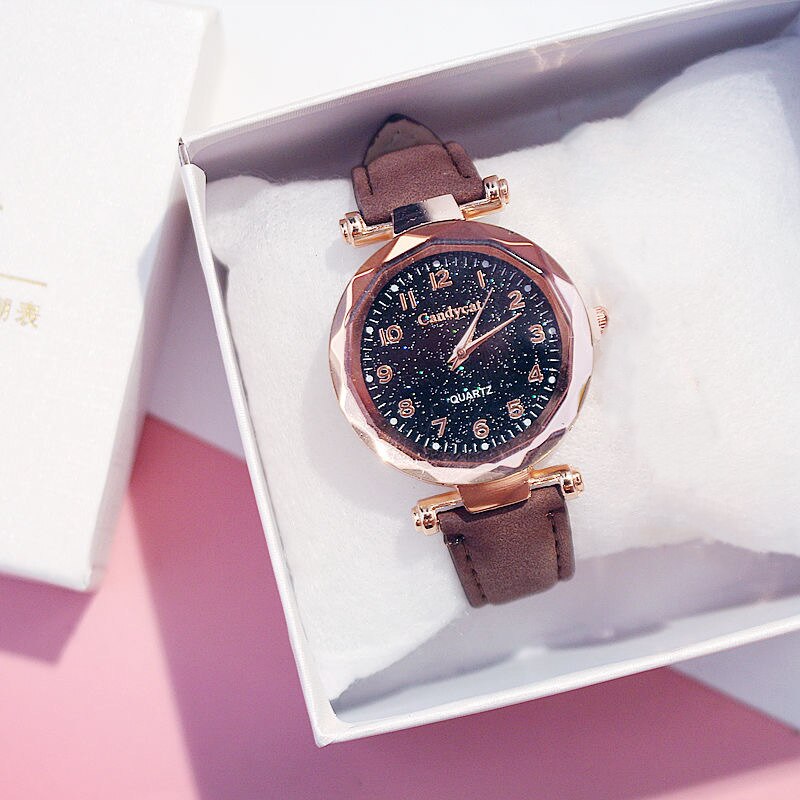 Starry Sky Bracelet Watches Casual Women Watches Bracelets set Leather Analog Quartz Wristwatches Clock relogio feminino