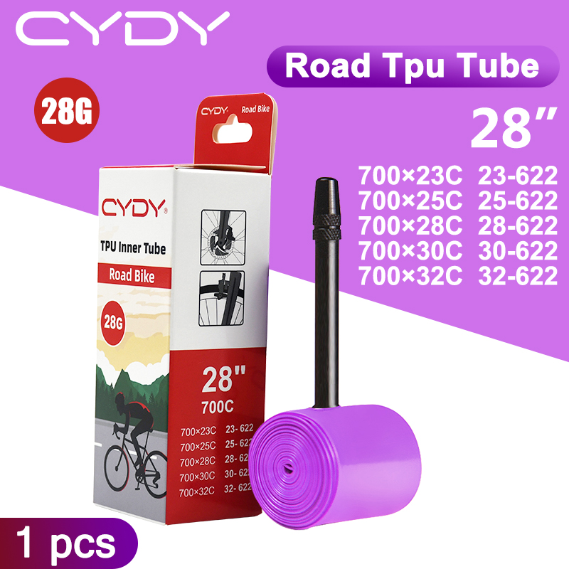 CYDY 700C vélo chambre à air TPU 700 × 23C 25C 28C 30C 32C pneu 45/65/85mm sv vélo de route Valve française 28 ''polaire intérieure ultralégère 28g: Kaki / 70MM