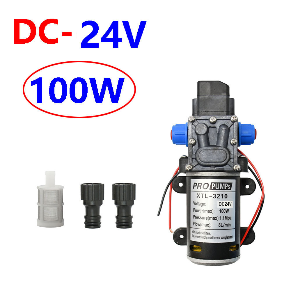 Pompe à eau à membrane haute pression, 60W 80W 100W, DC 12V 24V, pompe auto-amorçante, interrupteur automatique, outils de système d'irrigation: Clair