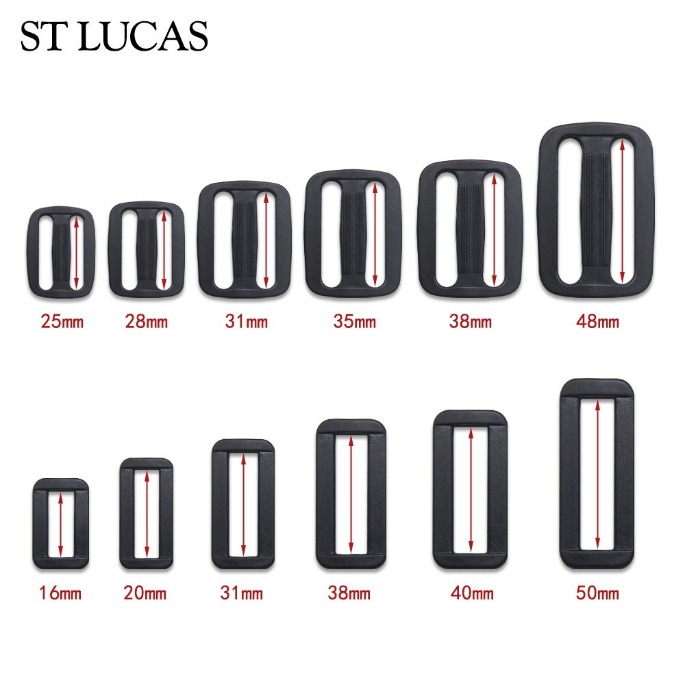 Boucle à boucle en plastique noir pour sac à dos, sangle de bagage, boucles réglables, ceinture, accessoires de valise, bricolage fait à la main