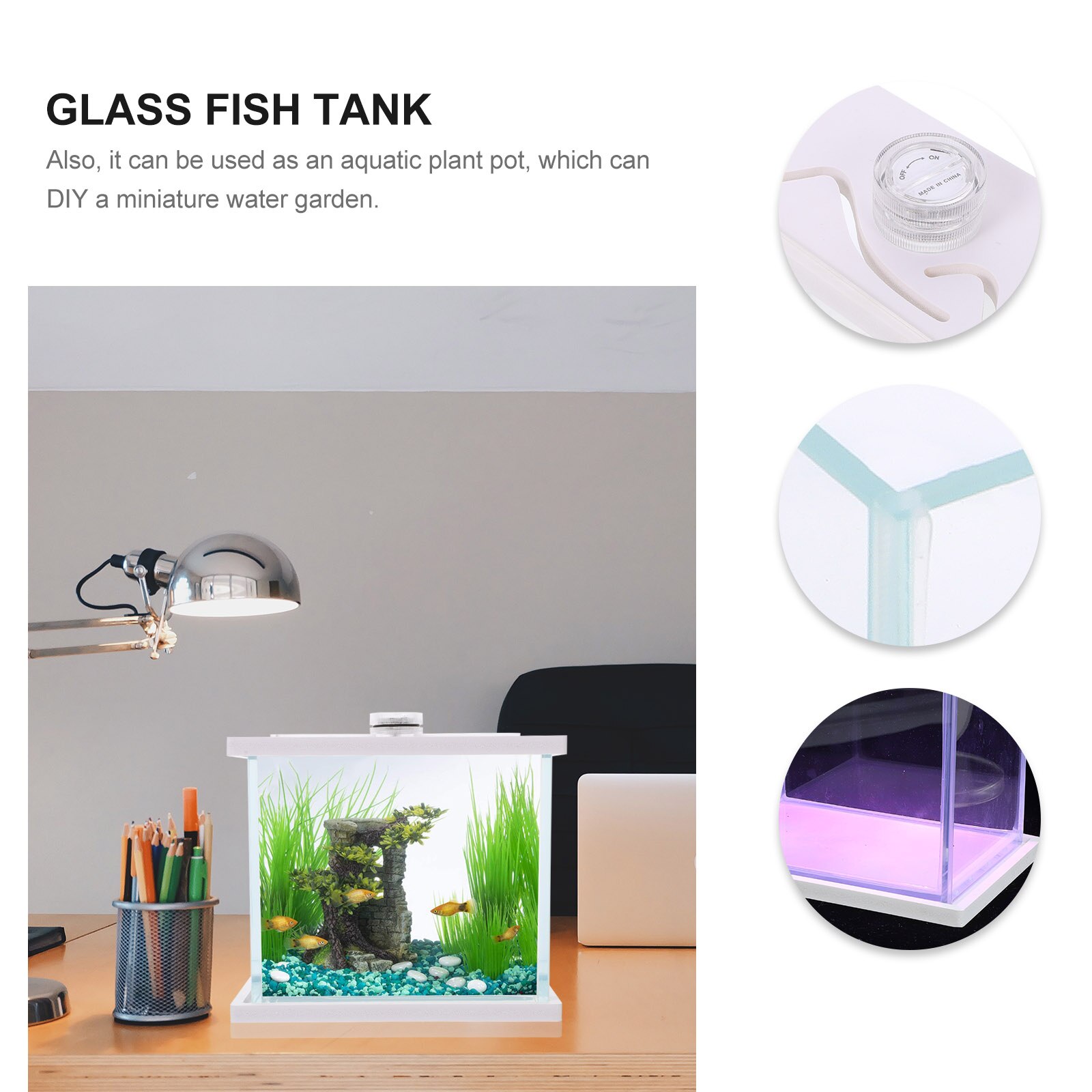 Multi-functional Fish Tank Glass Landscaping Aquarium Goldfish Container