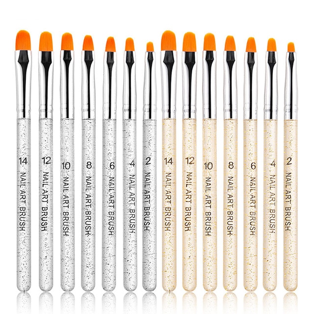 7Pcs Professionele Manicure Uv Gel Brush Pen Transparant Acryl Nail Art Schilderij Tekening Borstel Fototherapie Gereedschap