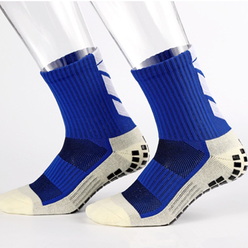 Football Socks Anti Slip Soccer Socks Men Sports Socks Good Cotton Calcetines Same Type As Trusox Running Absorb Sweat: Blue