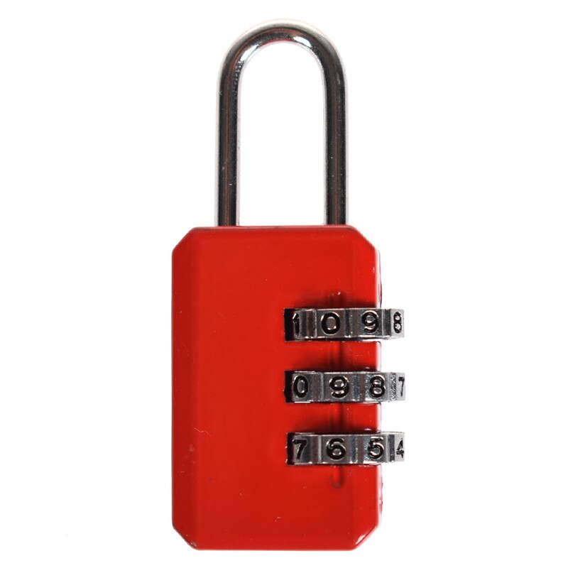 6 kleuren 3 Digit Dial Codenummer Wachtwoord Combinatie Lock Kleine Draagbare Reizen Bagage Rits Zak Hangslot Koffer Bag Lock: Red