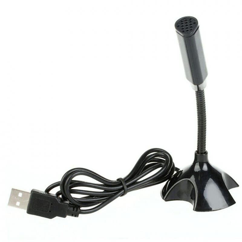 Micrófono de voz Mini USB para estudio, micrófono para portátil ajustable, micrófono con soporte para PC de escritorio de: black