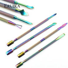 Eruika 8 typer manicure cutter rainbow dual-ended negle neglebånd pusher død hudfjerner rustfrit stål neglepleje værktøjer
