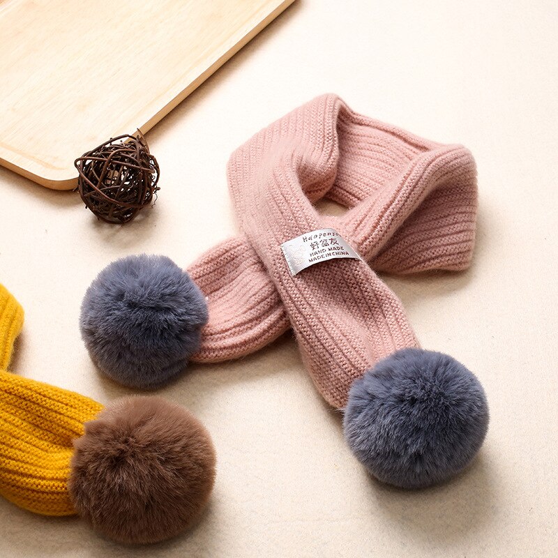 Wiosenne dziewczynki z miękkiej dzianiny szale z pomponami jesienno-zimowa nowe chłopięce dziewczęce kołnierze na szyję dla dzieci ciepłe dziecięce apaszki