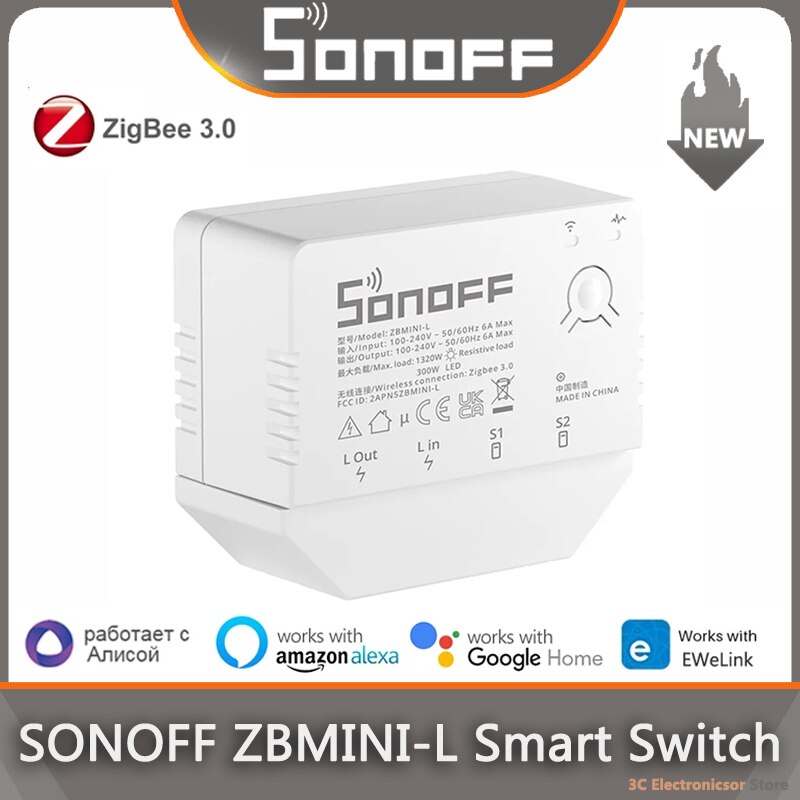 SONOFF ZB-llave electrónica USB Dongle Plus Zigbee 3,0, analizador inalámbrico Zigbee Gateway, Zigbee2MQTT ZHA, captura con antena: ZBMINI-L