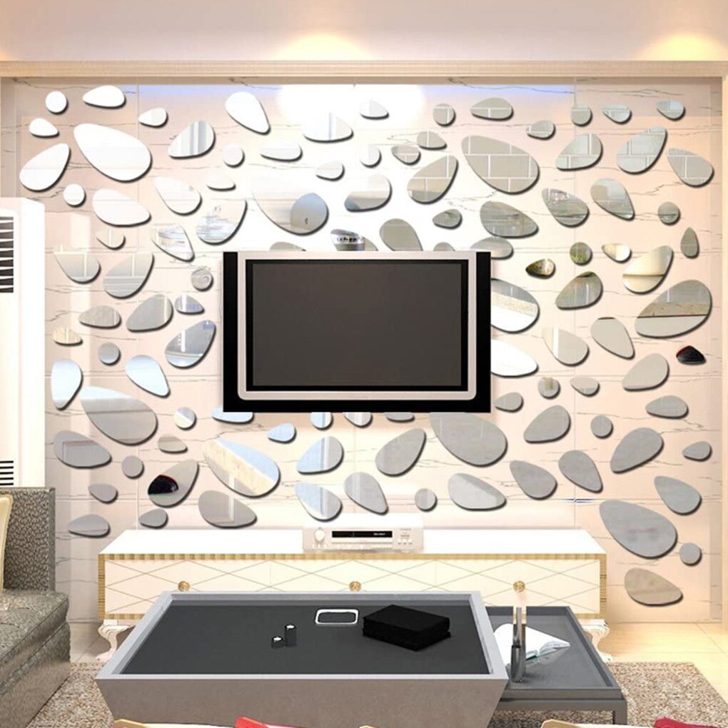 1set Self-Adhesive 3D Mirror Wall Sticker Removable Water Drops Living Room Bathroom Decal Art Wallpaper Home Decoration Sticker
