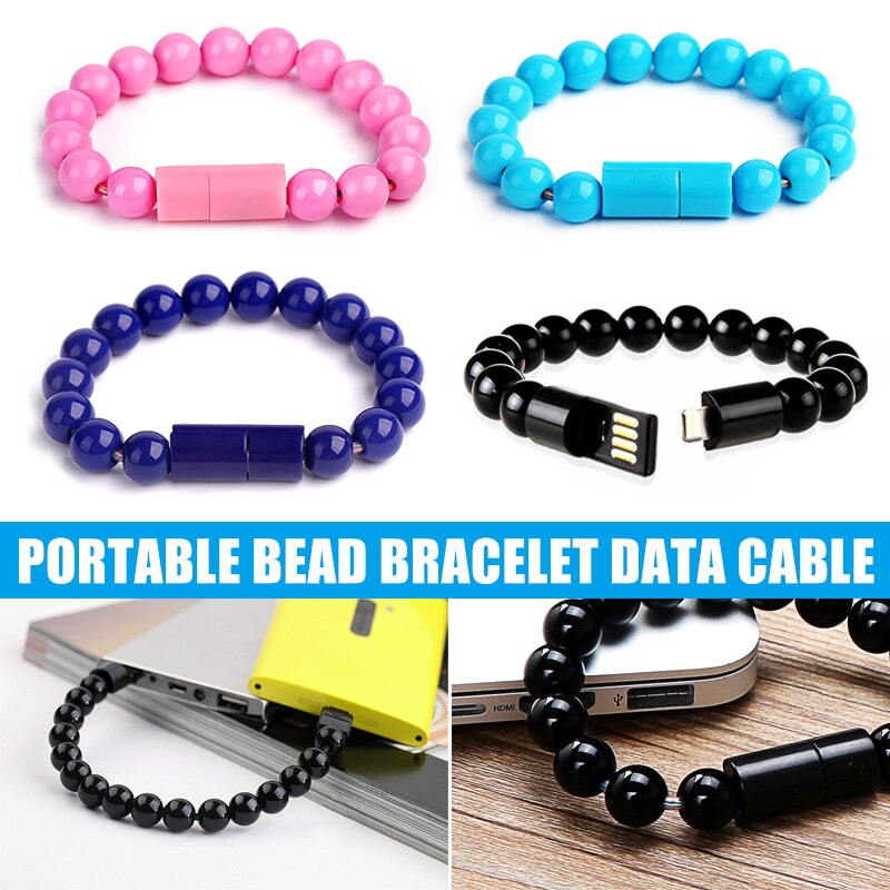 Beaded Charger Bracelet Portable for Android Type C Charging USB Connector Cable GK99