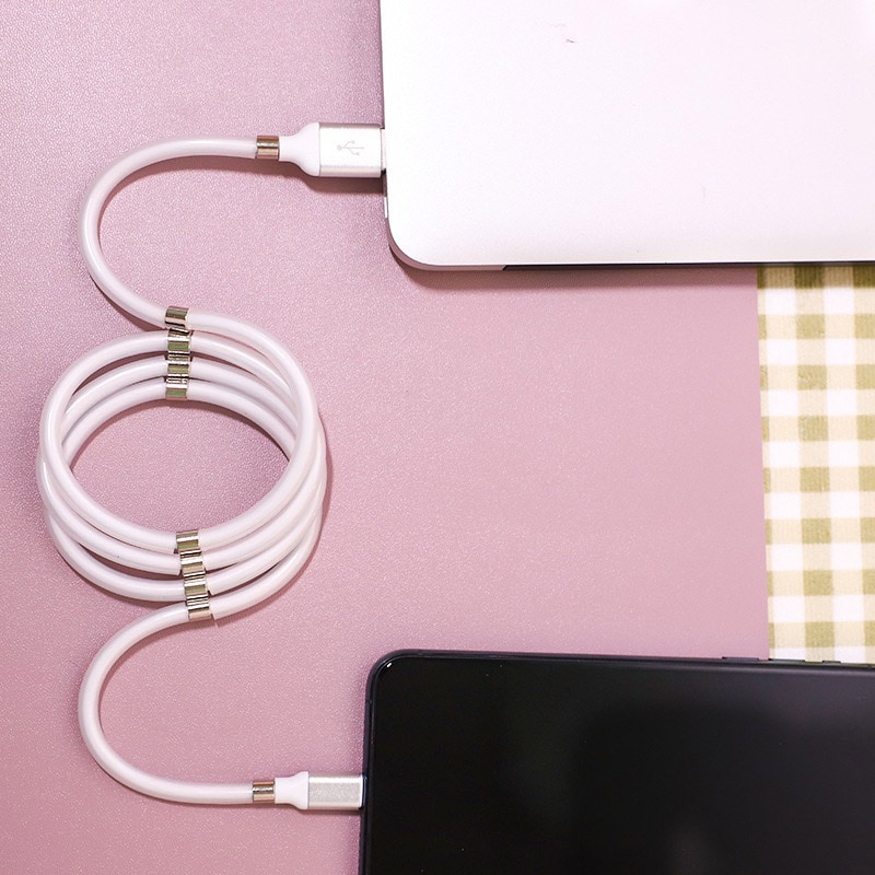 SuperCalla Self Winding USB C Magnetic Absorption Magic Fast Charging Data Cable Neatest Durable Charging Cable For Apple IPhone