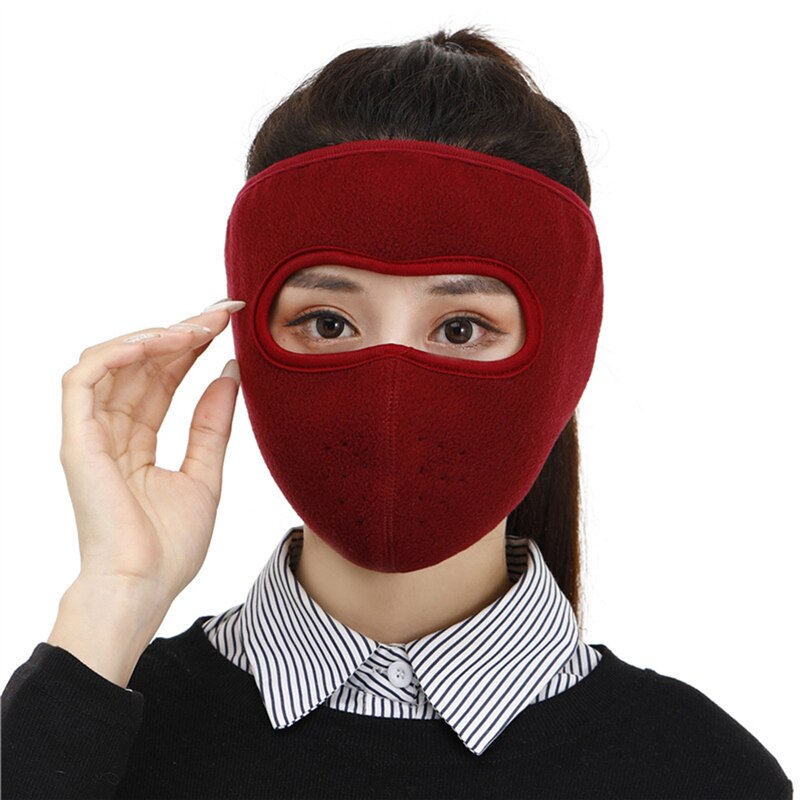 Men And Women Autumn And Winter Outdoor Cycling Mask Heating Thickened Mask Earmuffs Integrated ear-protecting Warm Mask: Red wine