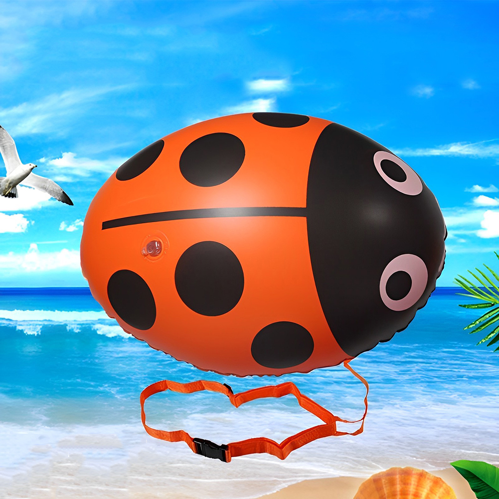 PVC Flotation Drift Bag Inflatable Ladybug Swimming Buoy Lifebelt Multifunctional with Waist Belt Adjustable for Sports Outdoor