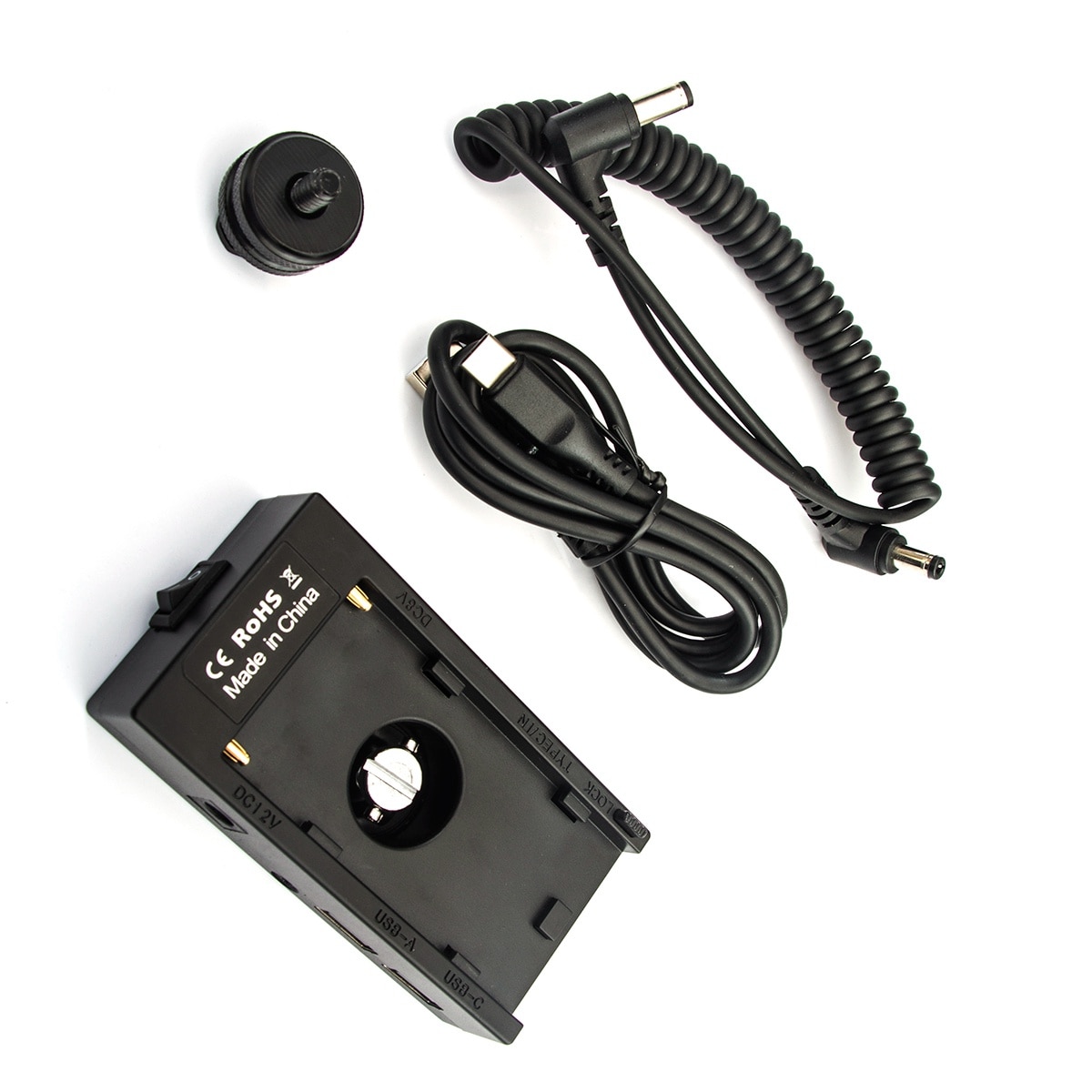 Batterie Montieren Platte Netzteil + 1/4 Heißer Schuh Adapter + DC Kabel + Typ-C USB C Kabel Bausatz für Sony F970 F770 F750 F550 F330