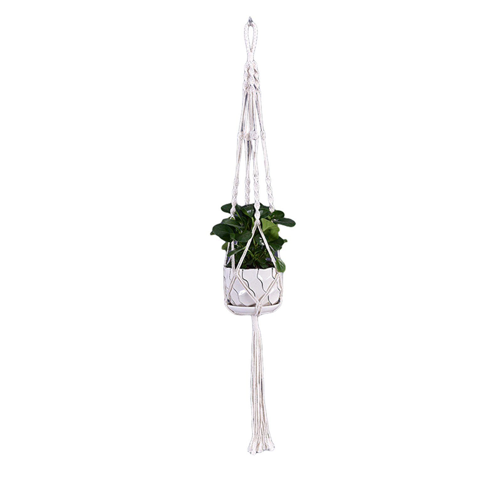 Hand-woven Macrame Cotton Rope Flower Pot Hanging Basket Net Bag Knotted Rope Flowerpot Plant Holder Home Garden Decor