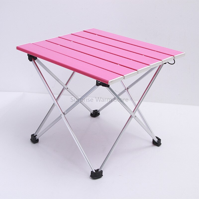 Outdoor Portable Foable Camping Table Ultra Light Aluminum Alloy Folding Table Portable Picnic Camping Barbecue Stall Table: pink colour
