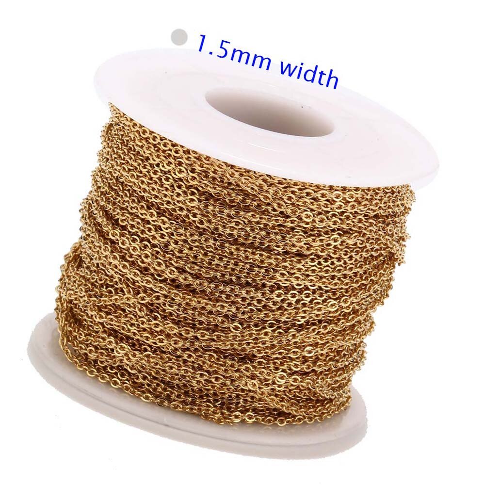 2 Meters Stainless Steel Rose Gold/Gold Link Chain Necklace Bulk Cable 2mm Width for Jewelry Making Findings DIY Supplies: Navy
