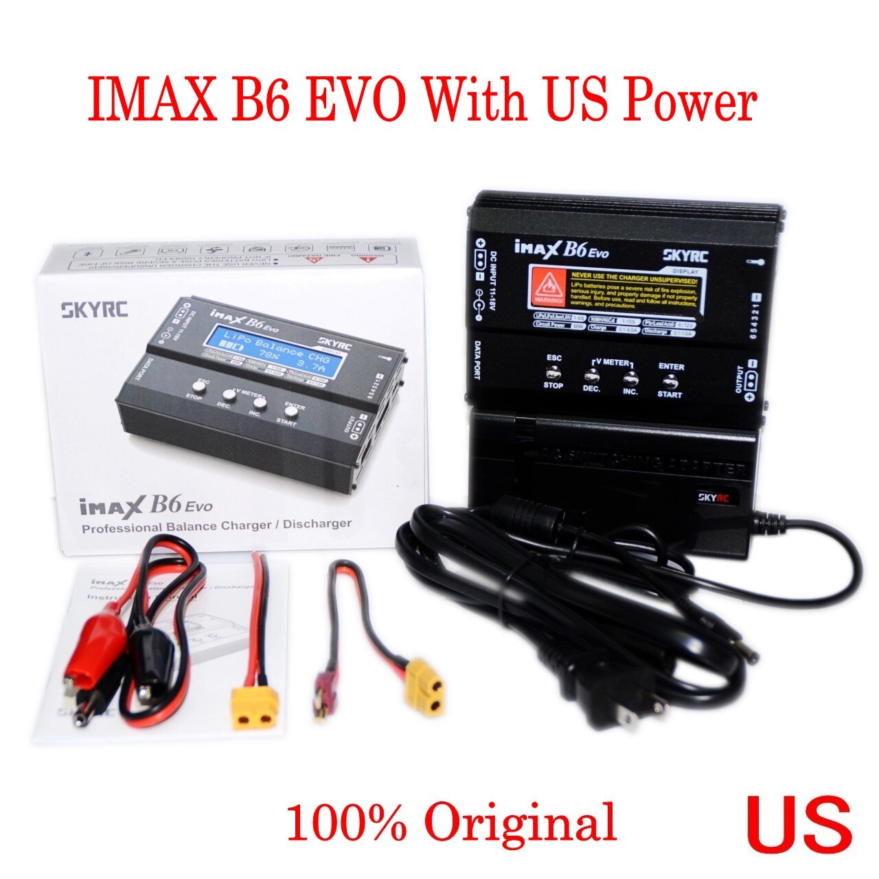 Original SKYRC IMAX B6 EVO 6A 60W Balance Charger Discharger Battery Charger For NiMH NiCD LiHV NiCd PB Li-ion XT60: B6 EVO US