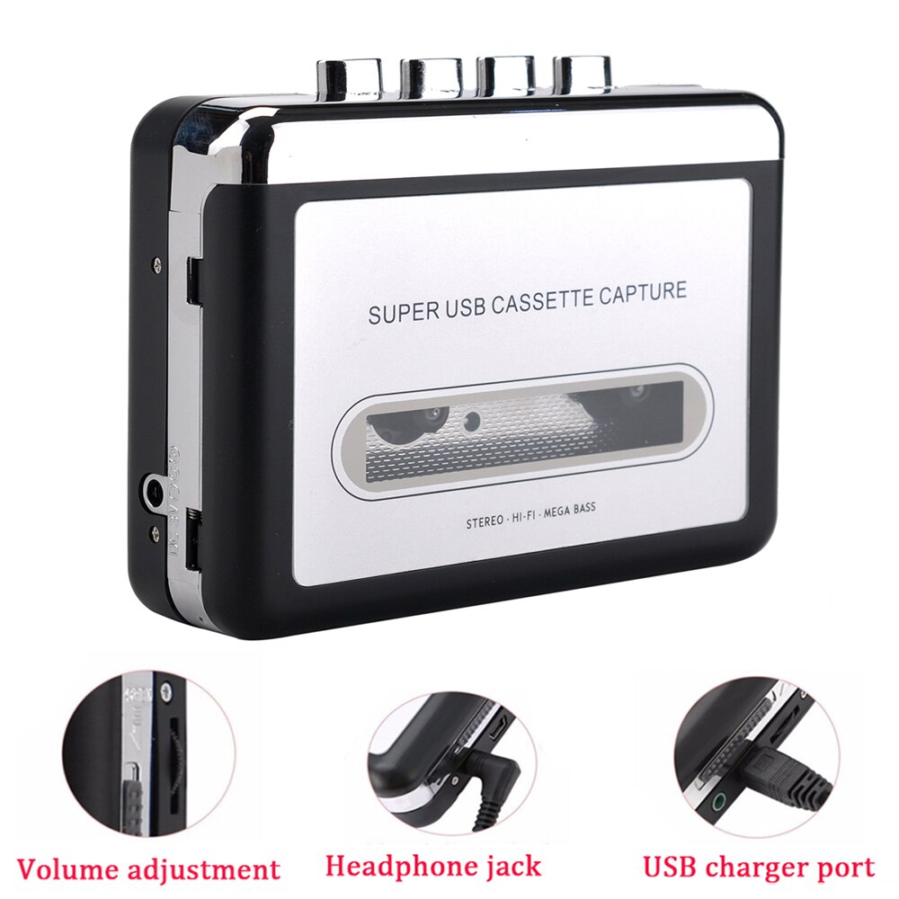 Cassette Player Cassette to MP3 Converter Tape Cassette on tape to PC Laptop Via USB Capture Audio Music Player Convert