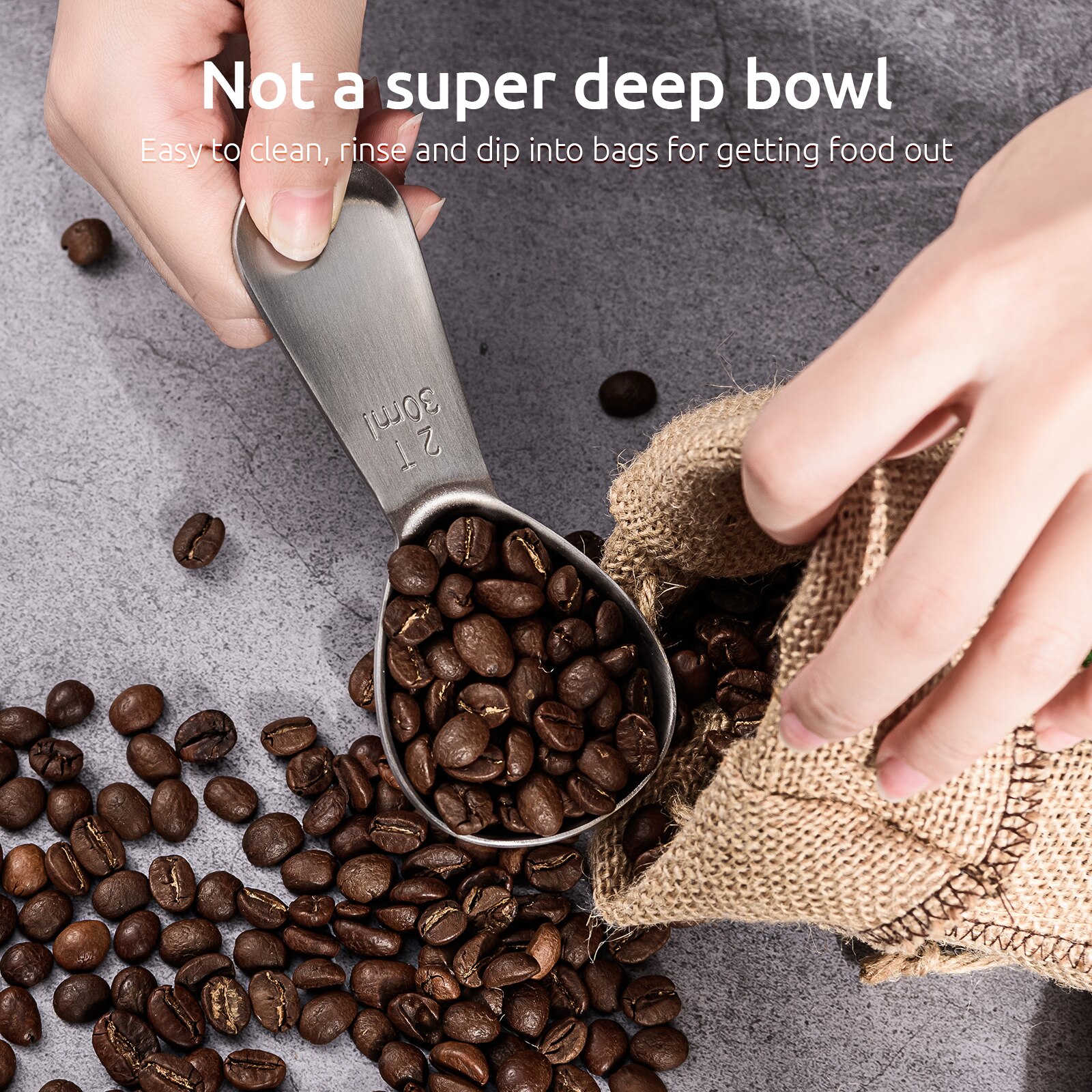 U-taste-cuchara de café de acero inoxidable, utensilios de cocina, 15 ML, 30 ML