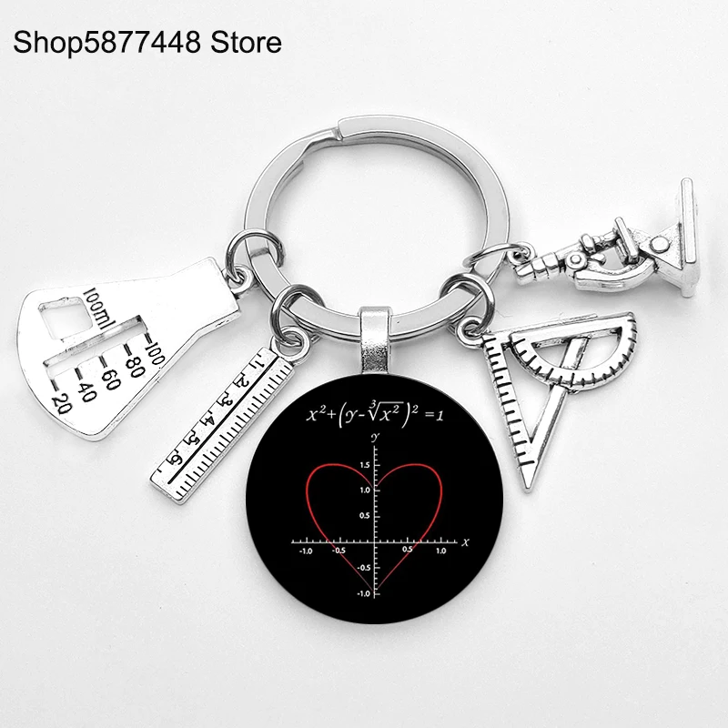 Llavero de para el día del maestro, accesorios, para el maestro de matemáticas, de cumpleaños, llavero de fórmula matemática, 2022: Blanco