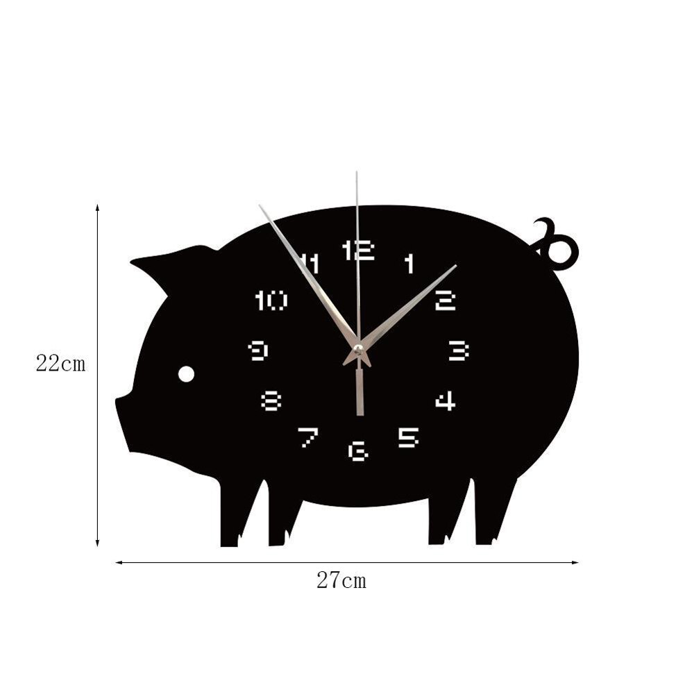 Diy 3d varkens wandklok decoratieve muursticker huisdecoratie klok woonkamer huisdecoratie spiegel muursticker