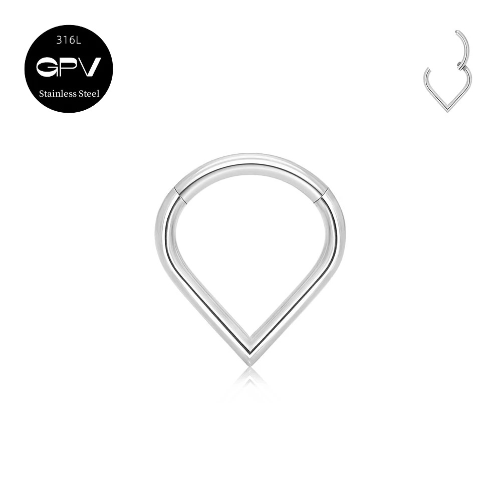 1/10 Uds. Anillo de nariz de gota en forma de corazón de acero inoxidable 316L 16G con incrustaciones ZC pendientes de joyería perforados para hombres y mujeres anillo de tabique: Blanco / Rosa