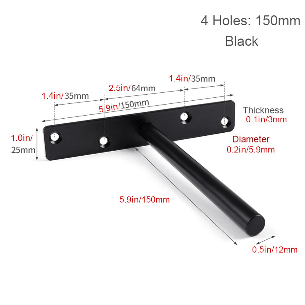 T Shape Shelf Bracket Wall Shelves Supports Metal Brackets Concealed Shelf Brackets Floating Hidden Screw Mounting Plate: 150mm-B4