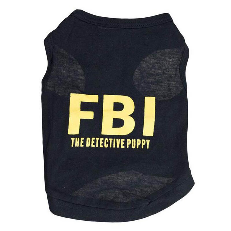 Camiseta de chaleco FBI, camiseta sin mangas para perros, ropa de verano para perros pequeños, ropa para perros, chaleco guay delgado para cachorros: Black / XS