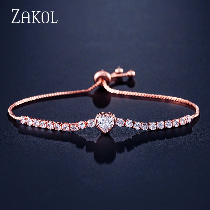 ZAKOL Round Tennis Bracelet For Women Shinny Cubic Zirconia Charm Bracelets & Bangles Femme Wedding Jewelry FSBP2140