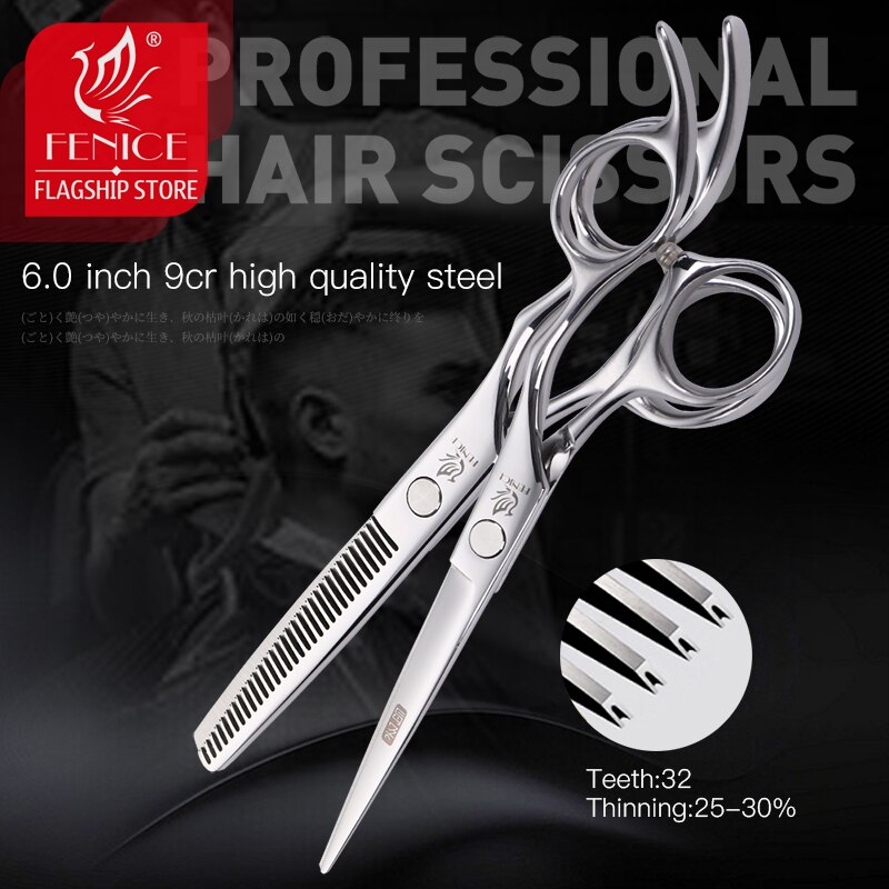 Fenice 6 tommer hårsaksesæt hårklipning tyndere saksesæt frisørsaks værktøjssæt
