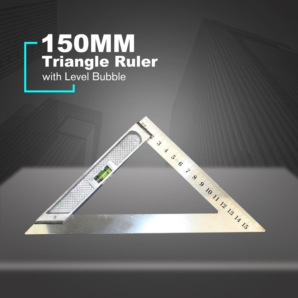 150MM Horizontal Triangle Ruler Triangular Measuring Ruler Triangle Angle Protractor Measuring Tool with Level Bubble