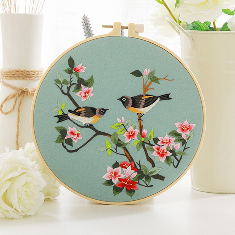 Chinese DIY Flower Embroidery Kit Cross Stitch Set With Hoop Pattern Printed Needlework Sewing Art Handicraft Decor 2022