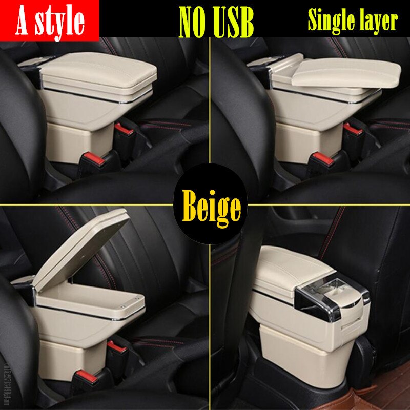 For Land Rover Frelender2 Armrest box For Land Rover Freelander car Armrest box Interior Parts content Storage box with USB LED: A Beige NO USB