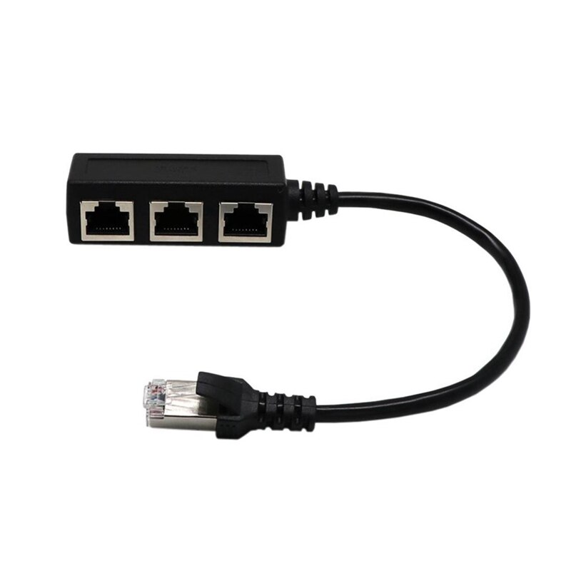 1 Pcs Buchse auf Buchse Netzwerk Durch Stecker Schwarz & 1 Pcs RJ45 1-Zu-3 Splitter LAN netzwerk Anschluss