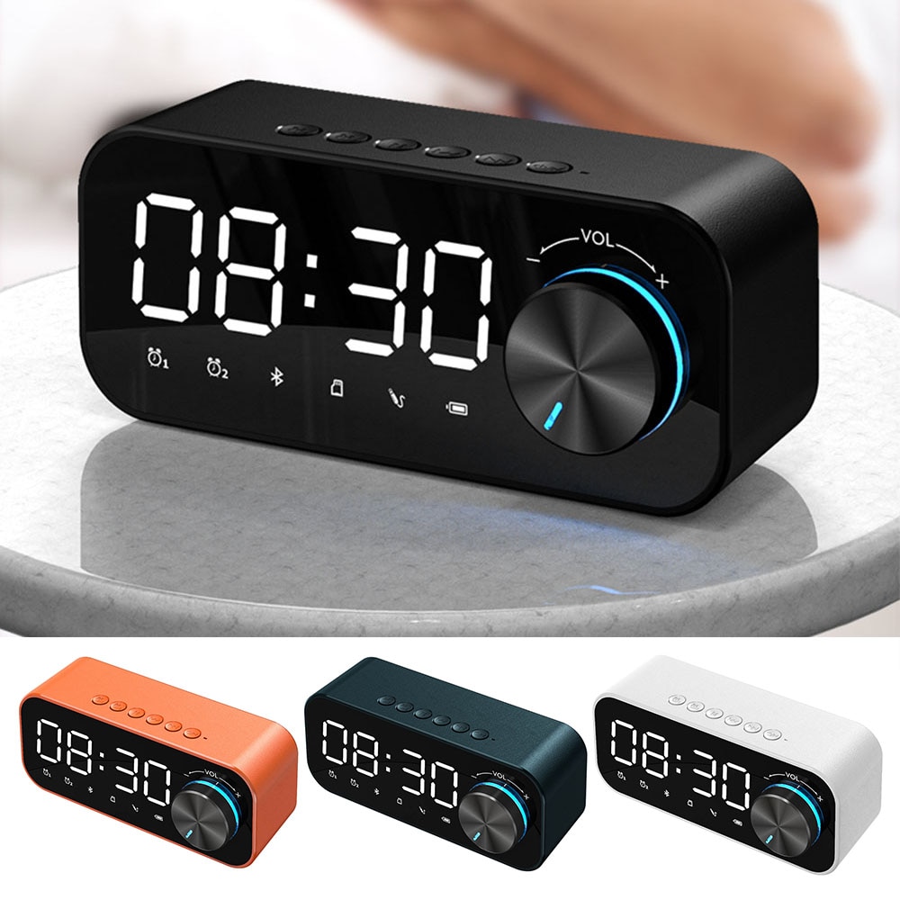 Bluetooth Wekker Speaker Digitale Display Wekker Led Draadloze Subwoofer Muziekspeler Tafelklok Home Decor