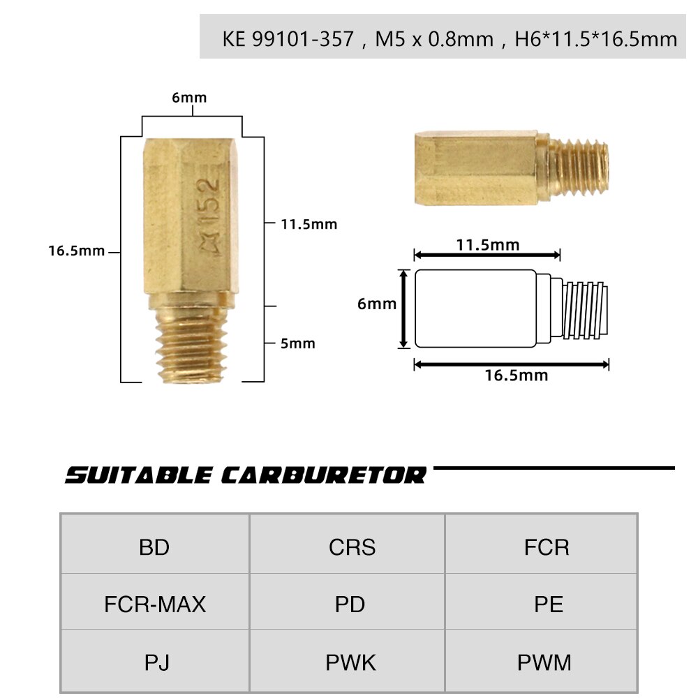 ZS Racing-carburador principal M5 para Keihin OKO/KOSO/PWK/BD/CRS/ FCR/FCR-MAX/PD/PE/ PJ/PWM, 10 Uds.