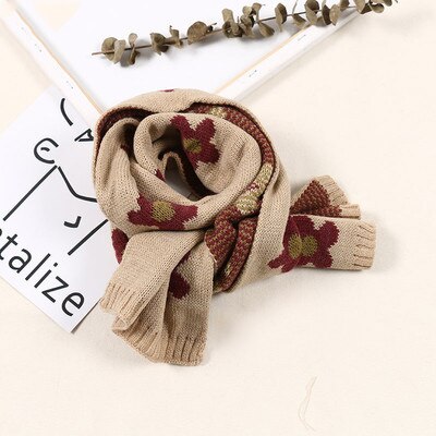 Foulard doux tricoté pour bébé fille, écharpe à fleurs, couleur bonbon, châle plus , Style coréen, collection automne et hiver: Creamy-white