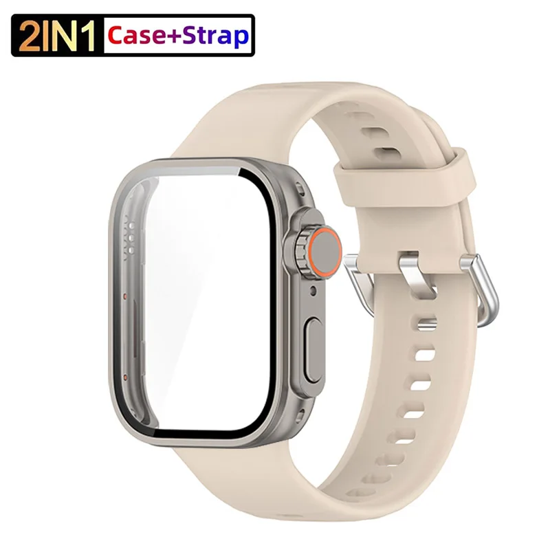 Correa de silicona para Huawei Watch Fit 3 Band con funda protectora de pantalla mejorada a Ultra2 funda para Huawei Fit 3 accesorios de muñeca: Azul oscuro negro