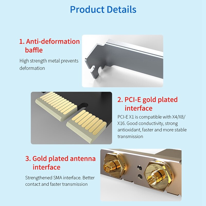 AX200 Wireless Network Card, Dual-Band Bluetooth 2974Mbps PCI Desktop Game Wifi6 Wireless Network Card