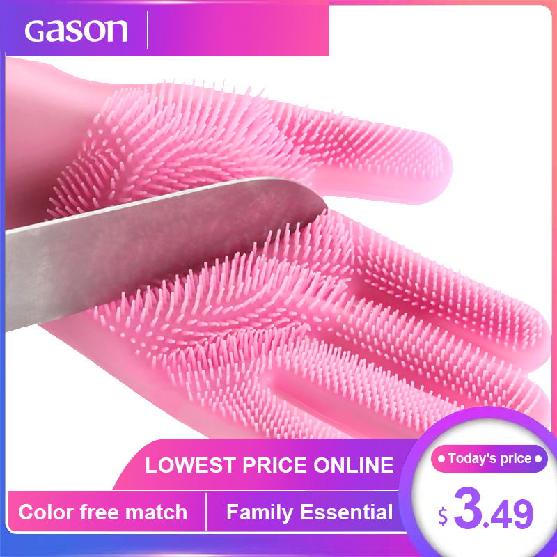 GASON Magic Silicone Gloves Scrubbing Gloves For Dishes Dishwashing With Scrubbers Dish For Kitchen Car Wash And Pet Care 1PC