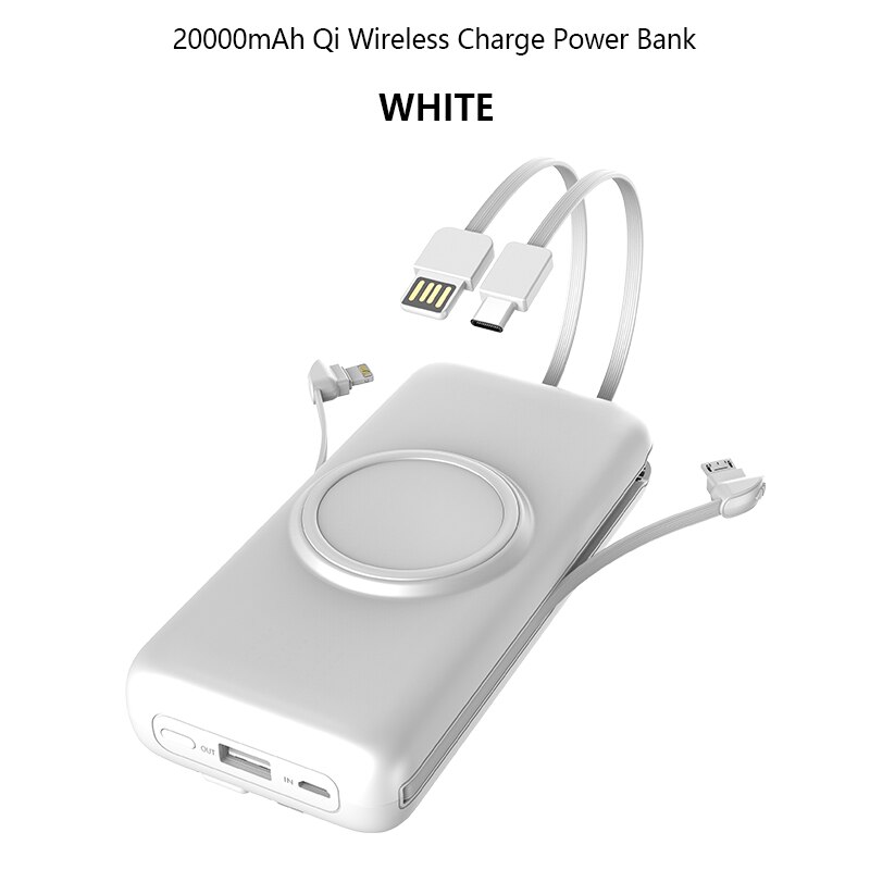 10000 mah multifunctionele lijnoplader po slanke mobiele power draagbare externe batterijlader voor iphone samsung xiaomi: 20000 mah wit