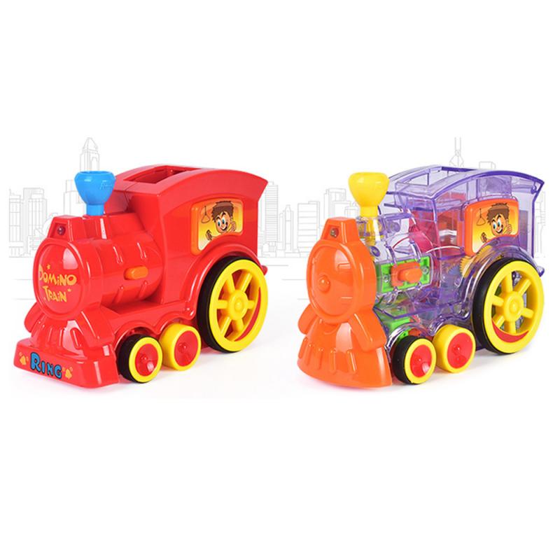 Juego de dominó eléctrico automático para niños, juguete de plástico de dos tipos de tren, modelo mágico automático, Juguetes educativos de dominó