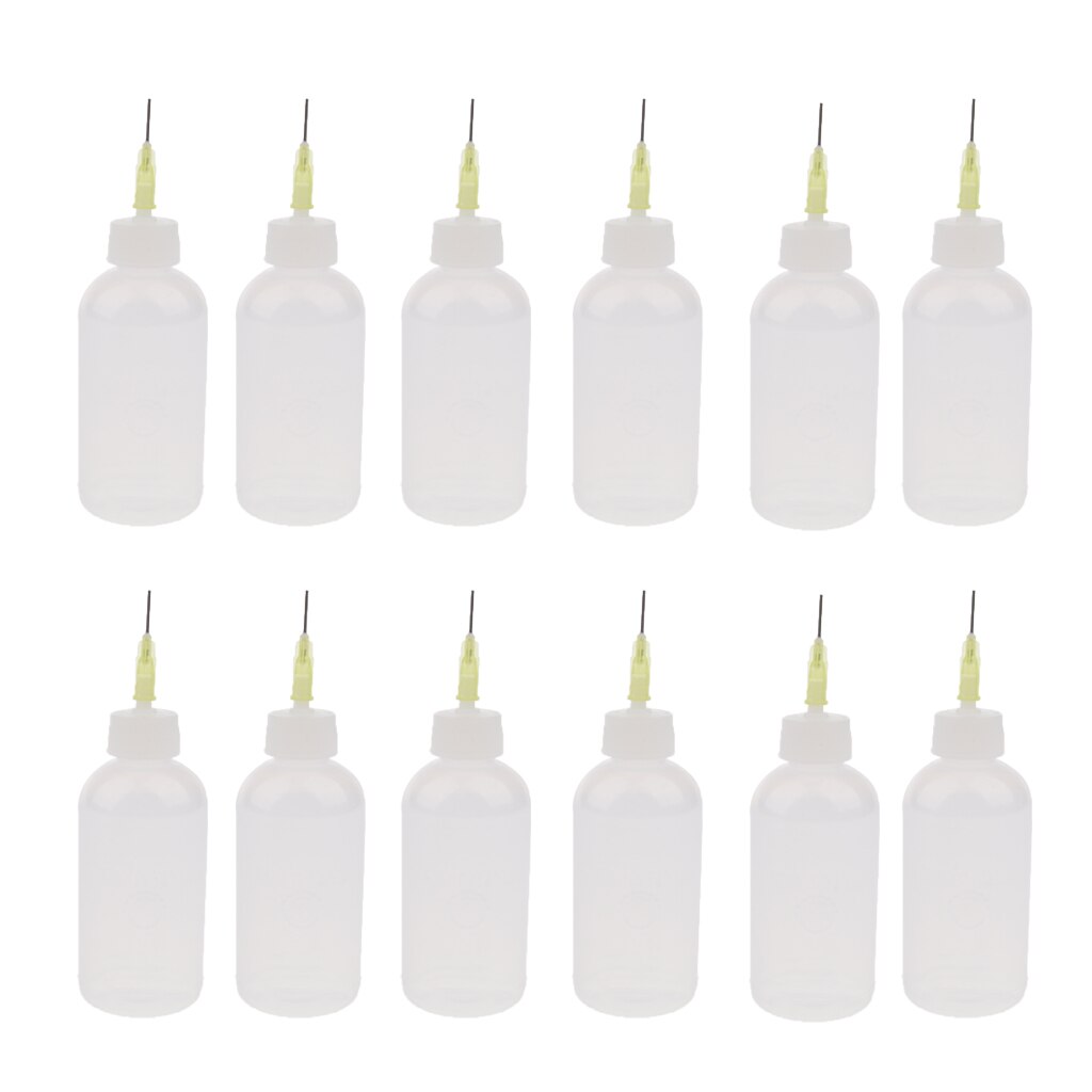 12X50Ml Lijm Olie Applicator Fles Clear Precisie Tip Quilling Flessen