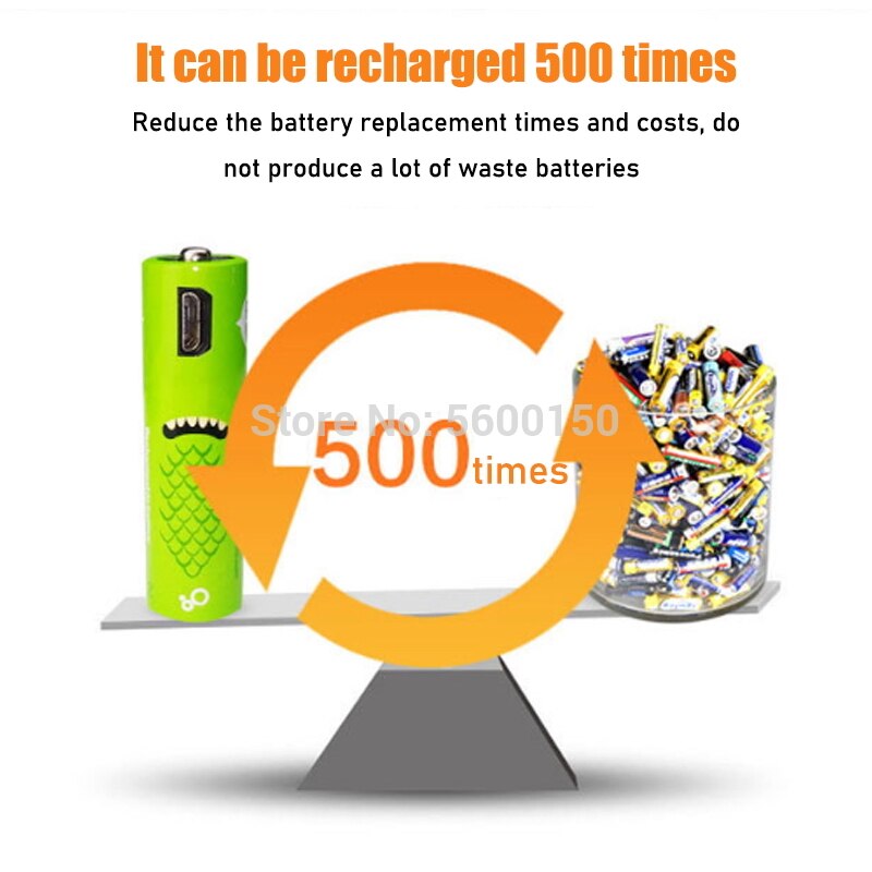 Aa usb ni-mh oppladbart batteri 1.2v med mikro-usb ladekabel til fjernkontroll mus e-enhet