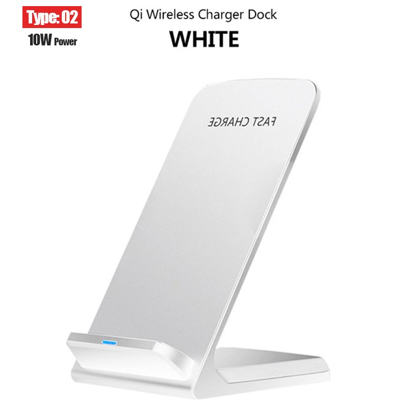 Qi Draadloze Oplader Stand 15W Snel Opladen Voor Huawei Mate 20 Pro Samsung Note 10 Draadloze Lading Pad Voor iphone 11 Pro X Xs Xr: Type 2 White