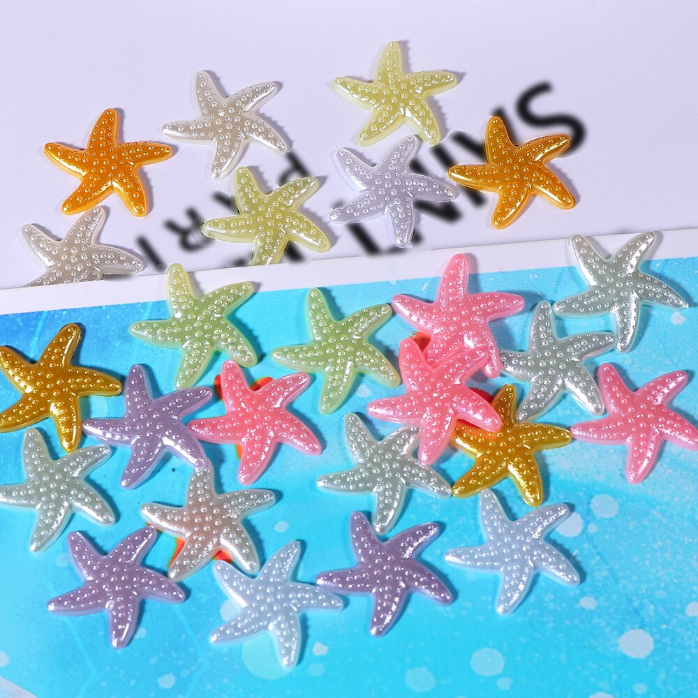 20Pcs Resin Adorable Glitter Starfish Crafts Candy colors Sea Stars For Jewelry DIY Wedding Decoration Home Decor Accessories: Mixed colors 3