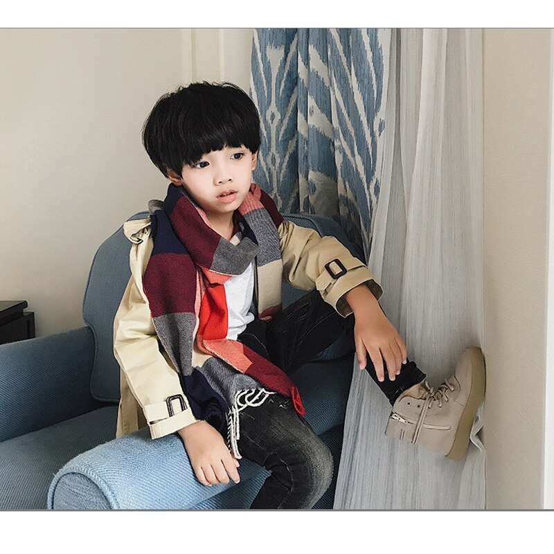 Écharpe pour enfants hiver garçons et filles style classique écharpe cachemire imitation tricot cou écharpe automne bébé mignon sca: red blue